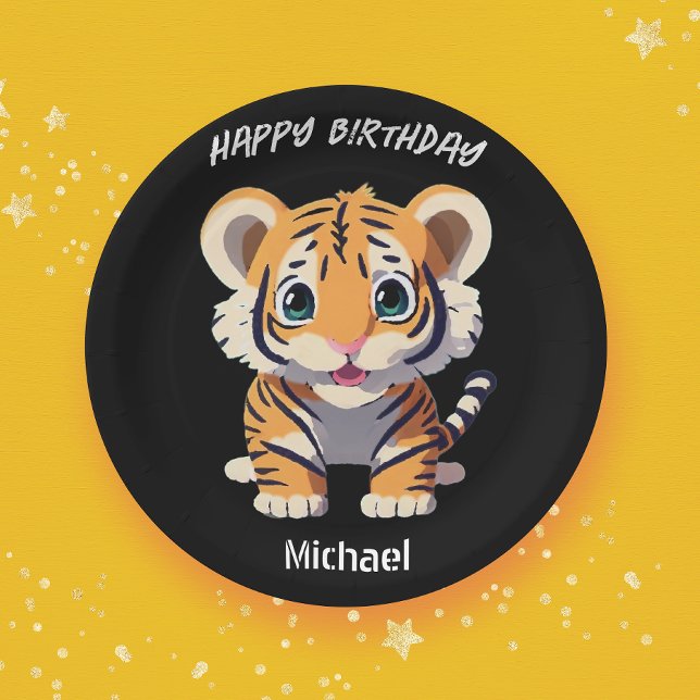Personalised Little Tiger Birthday Paper Plate (Creator Uploaded)