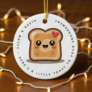 Personalised Little Toast to Your Engagement Gift Ceramic Ornament