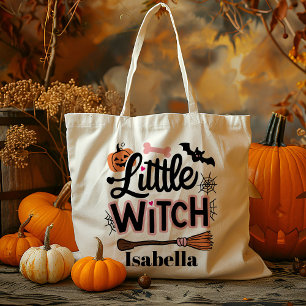 Personalised Little Witch Trick Or Treat Candy Tote Bag