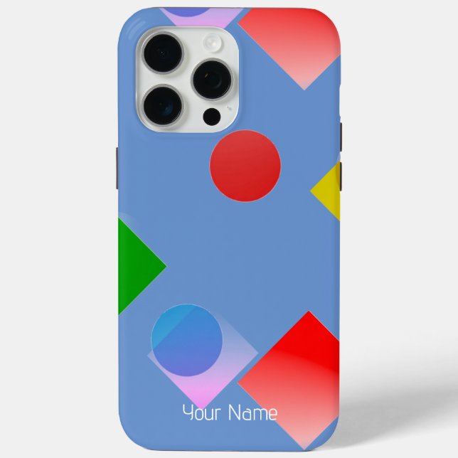 Personalised Lively Circles 'n Squares, Cornflower Case-Mate iPhone Case (Back)