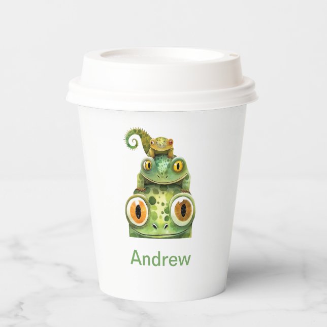 Personalised Lizard Birthday Party Paper Cups (Front)