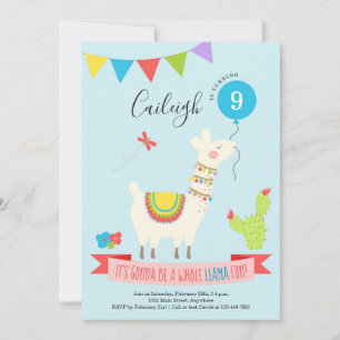 Personalised Llama Desert Themed Birthday Party Invitation