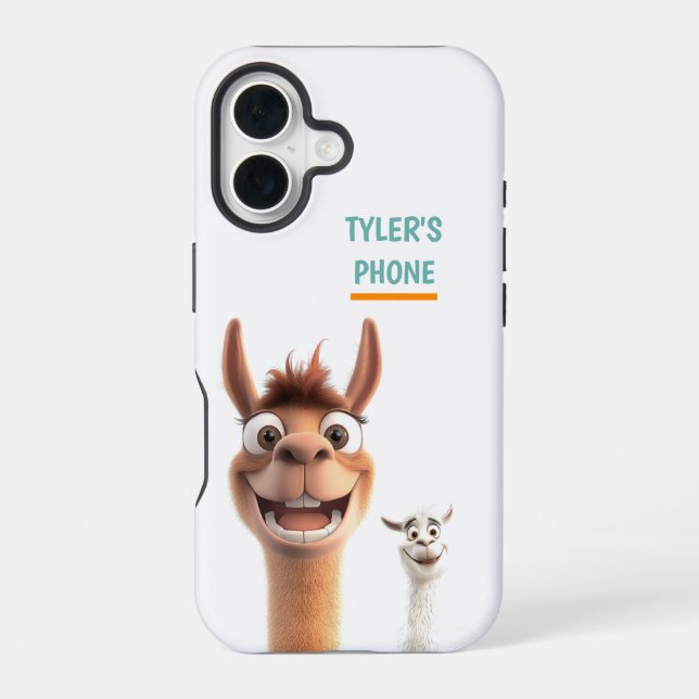 Personalised Llama with Name iPhone 16 Case (Back)