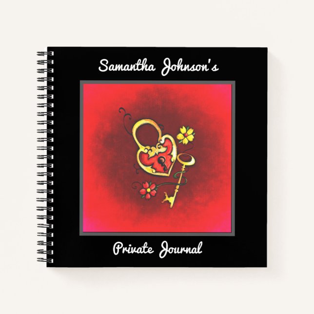 Personalised Lock and Key Custom Text Notebook (Front)