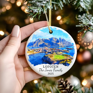 Personalised Lofoten Ornament, Norway Gift Ceramic Ornament