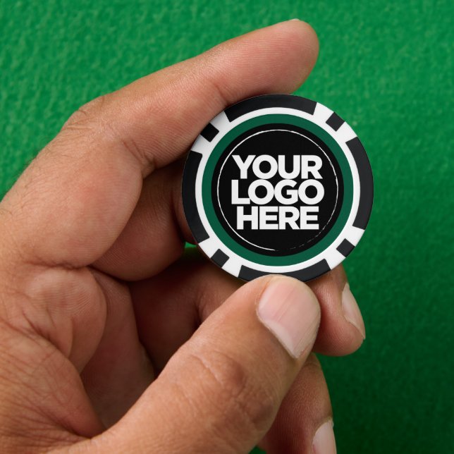 Personalised Logo and Text Cool Dark Green Poker Chips (Hand)