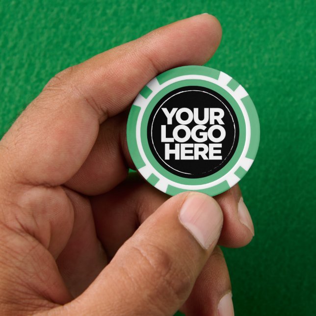 Personalised Logo and Text Cool Pastel Green Poker Chips (Hand)