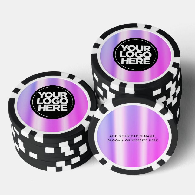 Personalised Logo and Text Cool Purple Poker Chips (Stack)