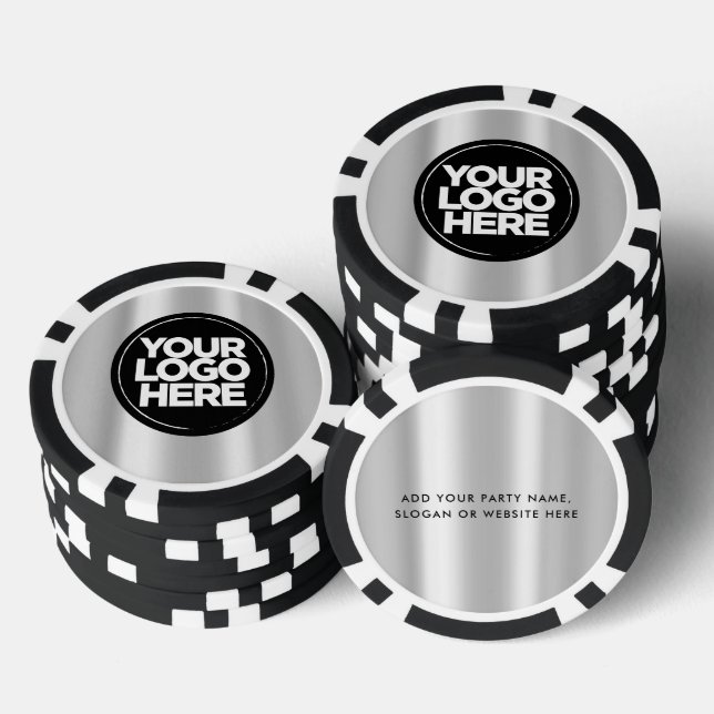 Personalised Logo and Text Cool Silver Poker Chips (Stack)