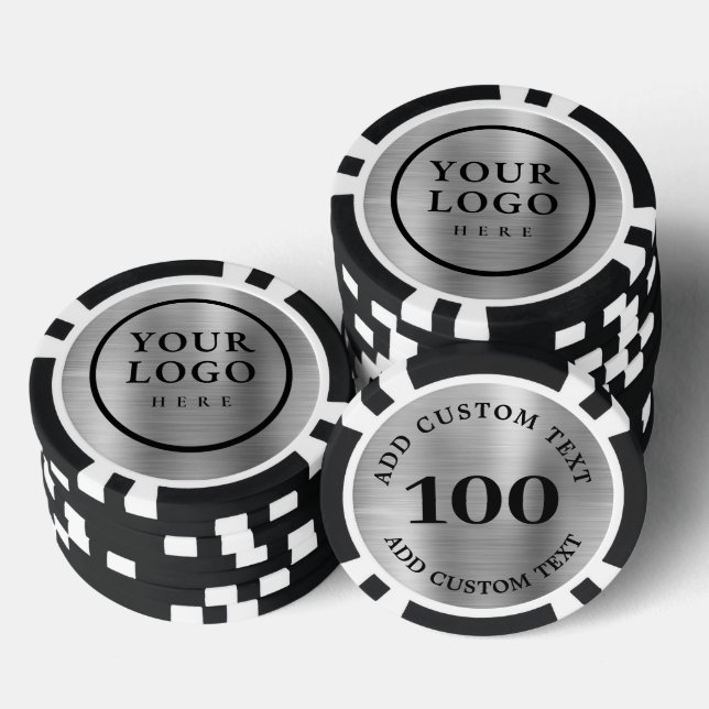 Personalised Logo and Text Faux Silver Metal Poker Chips (Stack)