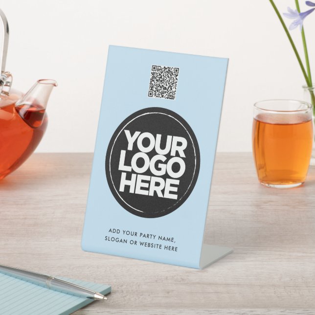 Personalised Logo and Text Simple Qr Code Pedestal Sign (In SItu)