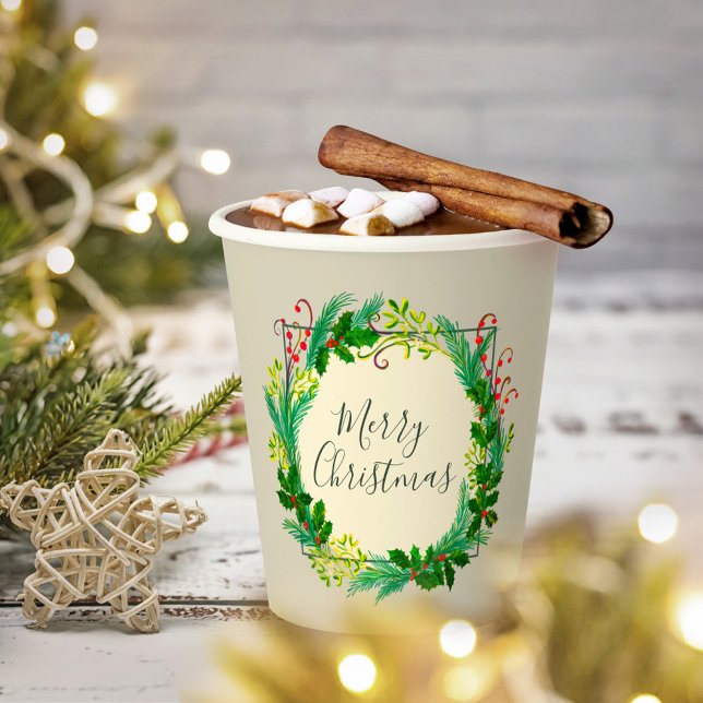 Personalised Logo Elegant Branded Merry Christmas Paper Cups (Creator Uploaded)