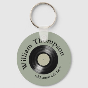 personalised   logo   monogram vinyl record key ring