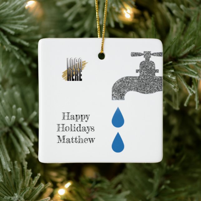 Personalised Logo Plumbing Handyman Builders White Ceramic Ornament (Tree)