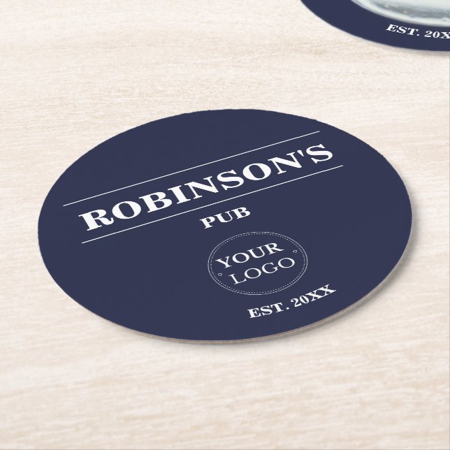 Personalised Logo Pub Bar Name Year Established  Round Paper Coaster (Angled)