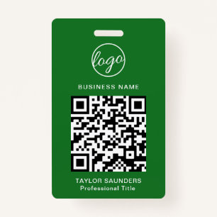 Personalised Logo QR Code Employee ID Green ID Badge