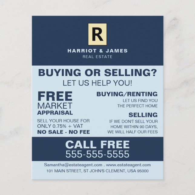 Personalised Logo, Realtor, Estate Agent Flyer (Front)