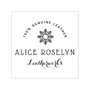 personalised logo script leatherworks business self-inking stamp