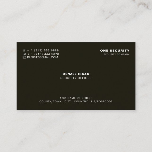 Personalised Logo, Sleek Professional Security Business Card (Front)