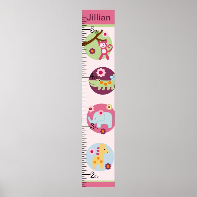 Personalised Lollipop Jungle/Animals Growth Chart (Front)