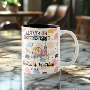 Personalised London Memory - Line Art Landmark Two-Tone Coffee Mug