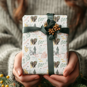 Personalised London Romance with Photos and Names Wrapping Paper