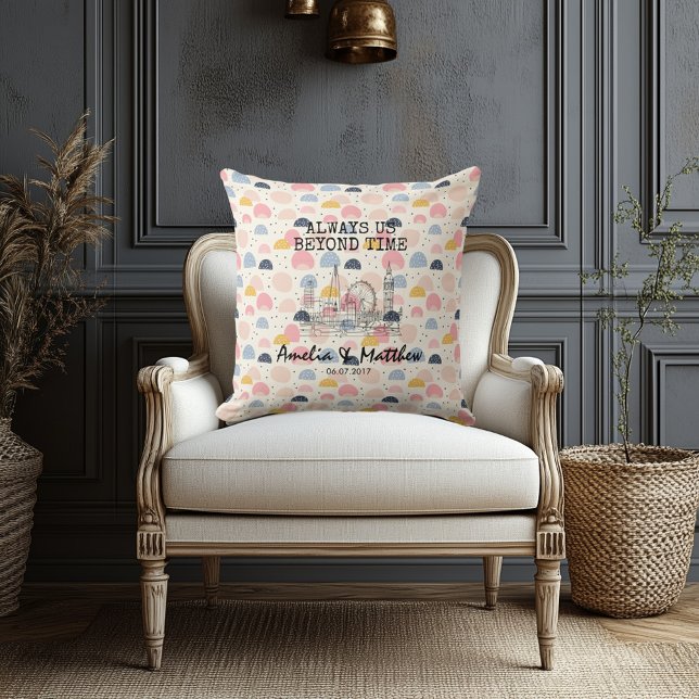 Personalised London Skyline with Rainbow Geometric Cushion (Creator Uploaded)