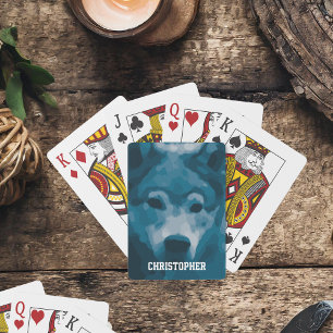 Personalised Lone Wolf Illustration Playing Cards