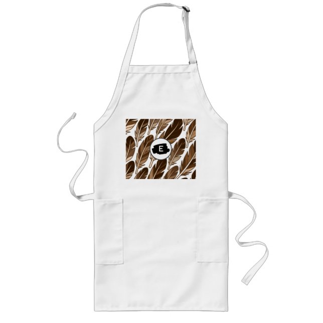 Personalised Long Apron – Boho Monogram Brown (Front)