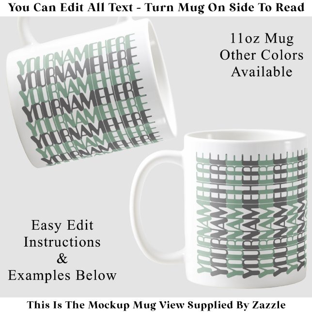 Personalised Long Custom Name Green Hidden Message Coffee Mug (Creator Uploaded)