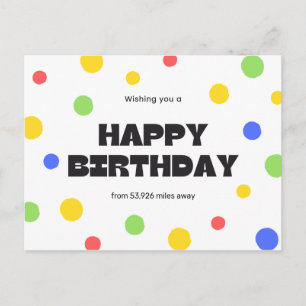 Personalised - Long Distance Birthday Postcard