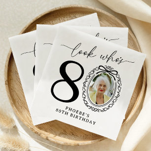 Personalised Look Who's 80 Photo Birthday Napkins