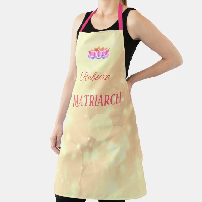 Personalised Lotus Flower Matriarch Mother Apron (Insitu)