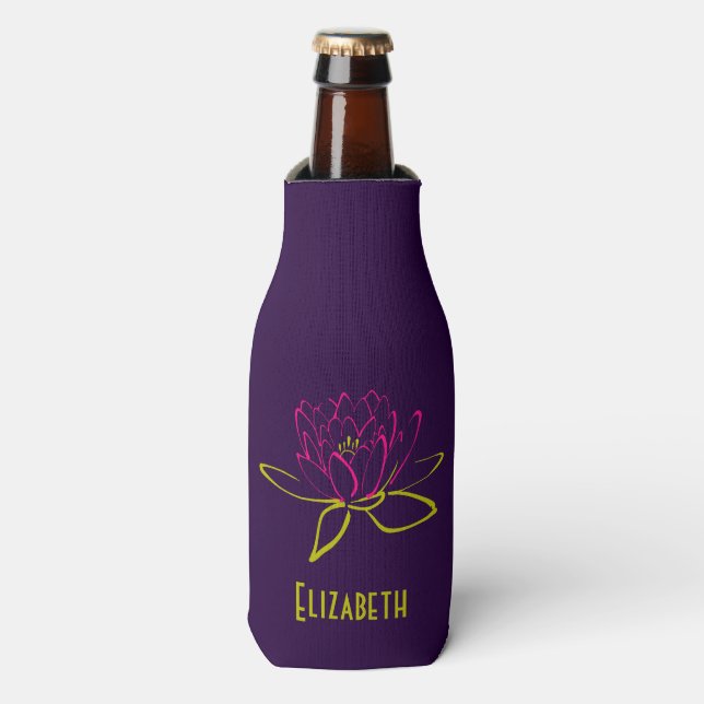 Personalised Lotus Flower / Water Lily Bottle Cooler (Bottle Front)