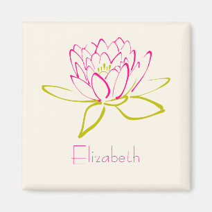 Personalised. Lotus Flower / Water Lily Drawing Magnet