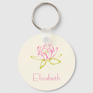 Personalised Lotus Flower / Water Lily Key Ring