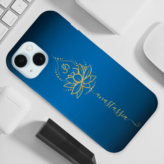 Personalised Lotus & Om – Custom Name Minimalist iPhone 15 Case