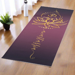 Personalised Lotus & Om – Custom Name Minimalist Yoga Mat