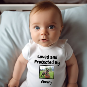Personalised Love and Protected By Dog Baby Bodysuit
