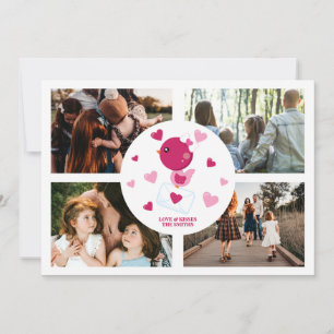 Personalised Love Bird 4 Photo Collage Valentine's Holiday Card