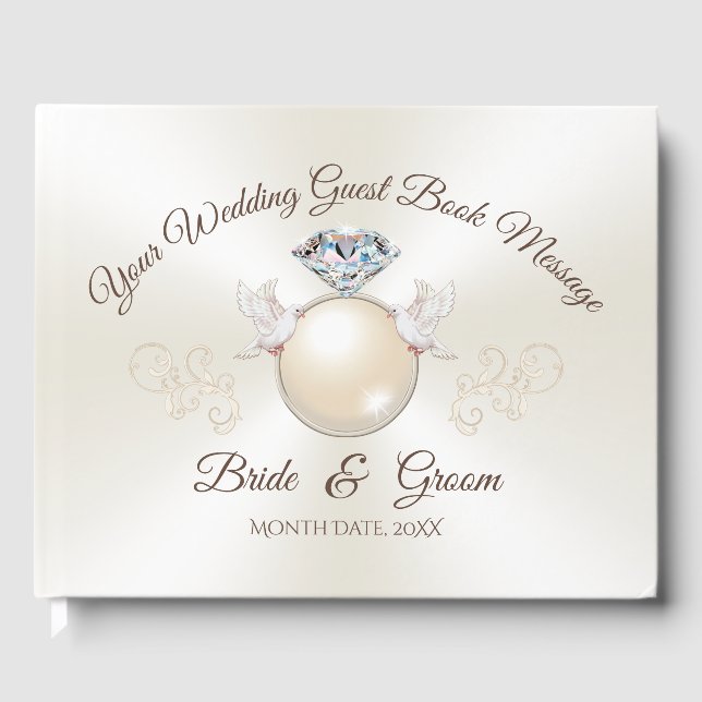 Personalised Love Bird Elegant Wedding Guest Books (Front)