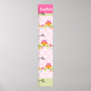 Personalised Love Birds & Owl Branch Growth Chart