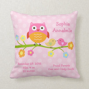 Personalised "Love Birds & Owl with dots" Pillow