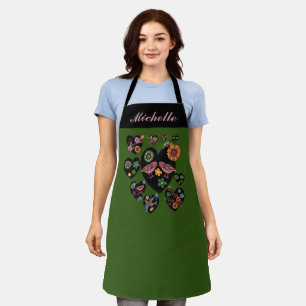 Personalised Love Birds Scandinavian Folk Art Apron