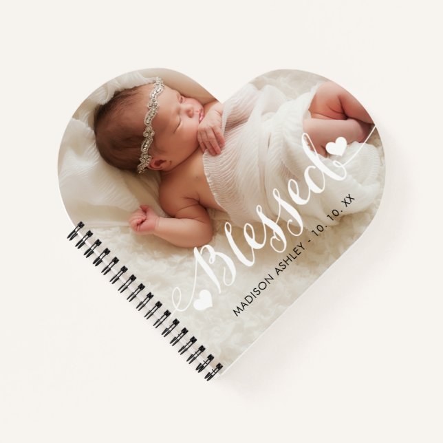 Personalised Love Blessed Baby Photo Notebook (Front)