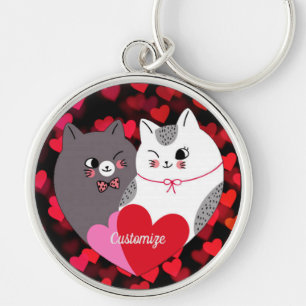 Personalised Love Cats Key Ring