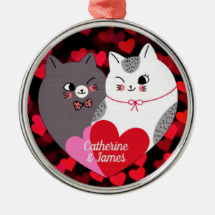 Personalised Love Cats Metal Ornament
