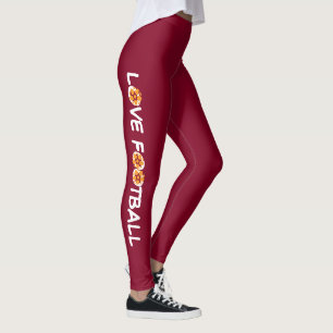 Personalised Love Football Burgundy Leggings