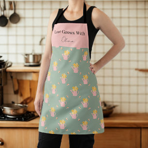 Personalised Love Grows With You Floral Tote Apron