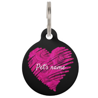 PERSONALISED LOVE HEART ROSES PET TAG